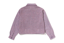 LINE CAMO DENIM HOODED CROPPED SHIRT