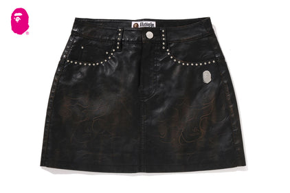 CAMO EMBOSSED WASHED RHINESTONE SKIRT