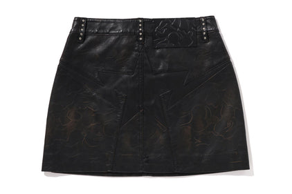 CAMO EMBOSSED WASHED RHINESTONE SKIRT