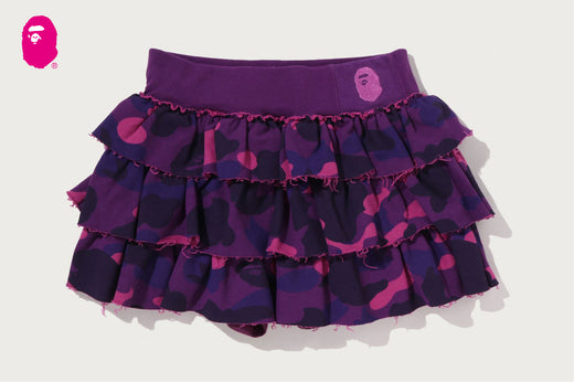 COLOR CAMO RUFFLE SWEAT SKIRT