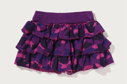 COLOR CAMO RUFFLE SWEAT SKIRT