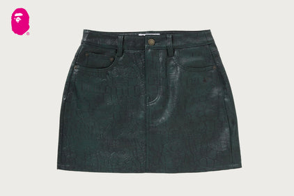 CROC PATTERN A BATHING APE LEATHER SKIRT