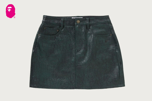 CROC PATTERN A BATHING APE LEATHER SKIRT