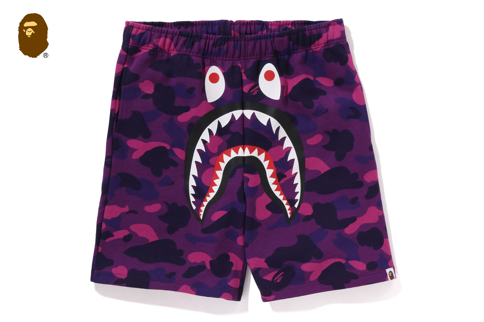A BATHING APE 1ST CAMO BACK SHARK SWEAT SHORTS