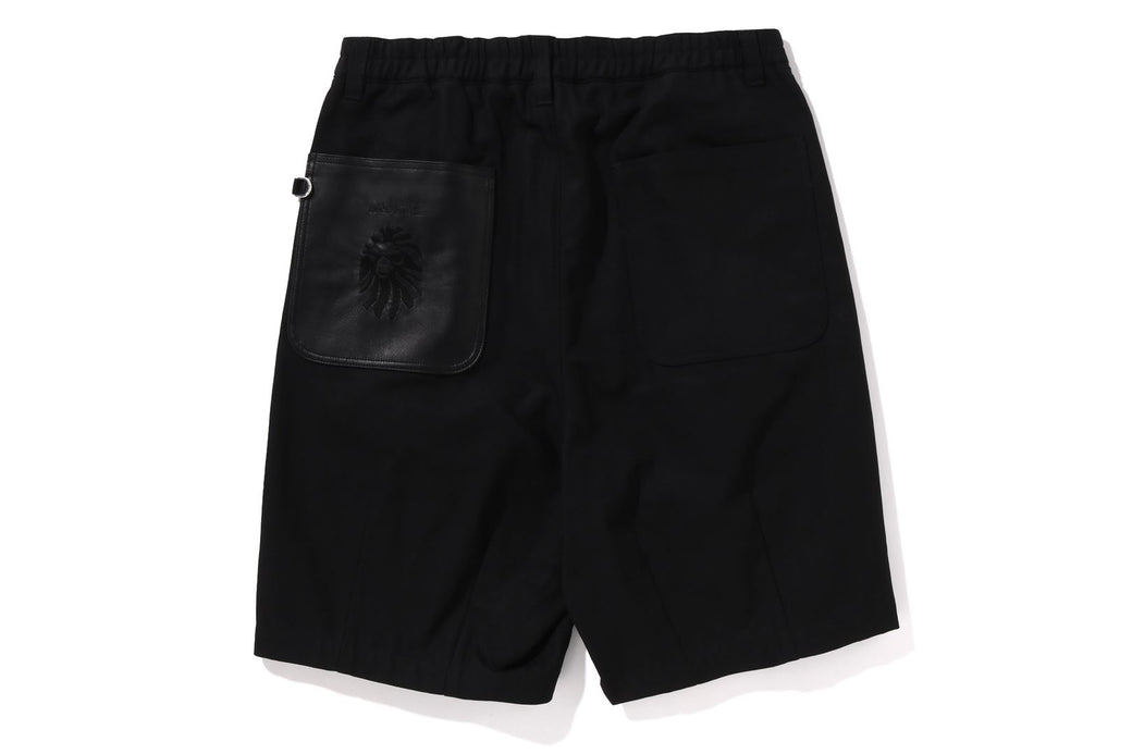 BAPE BLACK PAISLEY LEATHER TRIMMED WORKER SHORTS | bape.com