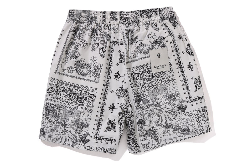 BAPE BLACK BORO PAISLEY CAMP SHORTS | bape.com