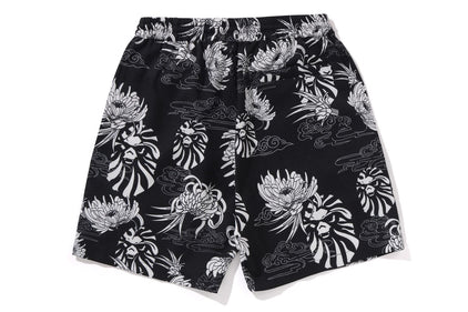 BAPE BLACK BAPE HAWAIIAN CAMP SHORTS #1