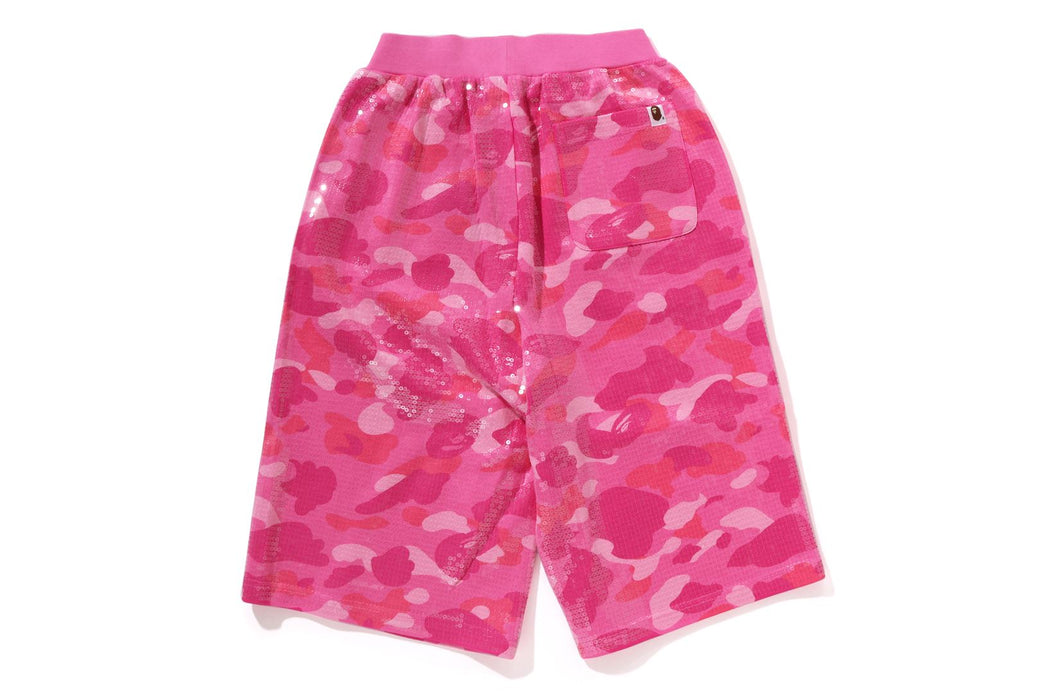 COLOR CAMO APE HEAD SEQUIN SWEAT SHORTS | bape.com