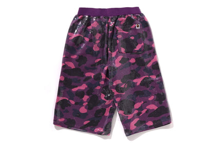 COLOR CAMO APE HEAD SEQUIN SWEAT SHORTS