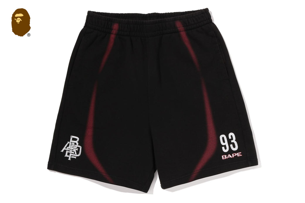 HEAVY WASH HAND DRAW FOOTBALL LOGO RELAXED FIT SWEAT SHORTS | bape.com