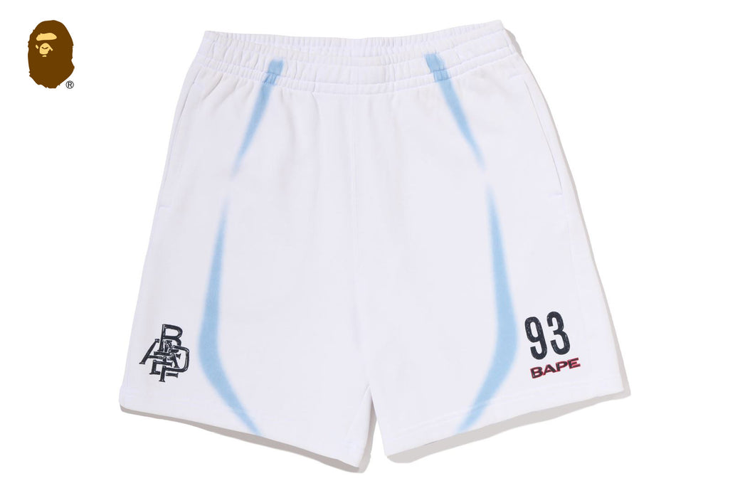 HEAVY WASH HAND DRAW FOOTBALL LOGO RELAXED FIT SWEAT SHORTS | bape.com