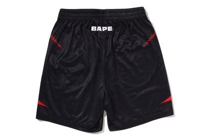 APE FLAME MONOGRAM JACQUARD RELAXED FIT FOOTBALL SHORTS