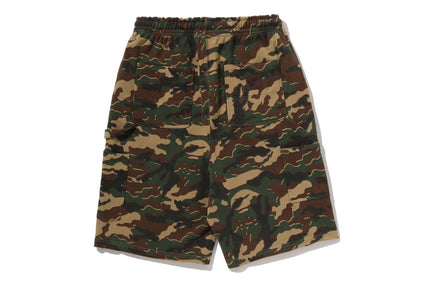 GLITCH WOODLAND CAMO DOUBLE KNEE RELAXED FIT SWEAT SHORTS