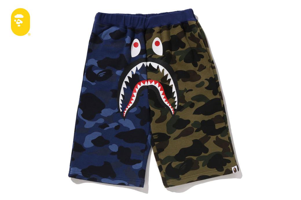 SPLIT CAMO SHARK SWEAT SHORTS | bape.com
