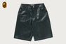 CROC PATTERN LEATHER KNEE LENGTH PANTS