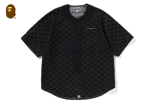 COLLEGE MONOGRAM BASEBALL SS DENIM SHIRT