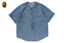 COLLEGE MONOGRAM BASEBALL SS DENIM SHIRT