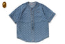 COLLEGE MONOGRAM BASEBALL SS DENIM SHIRT