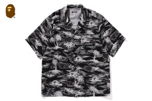 PALM TREE CAMO OPEN COLLAR POCKET SS SHIRT