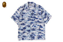 PALM TREE CAMO OPEN COLLAR POCKET SS SHIRT