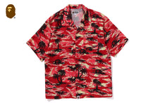 PALM TREE CAMO OPEN COLLAR POCKET SS SHIRT