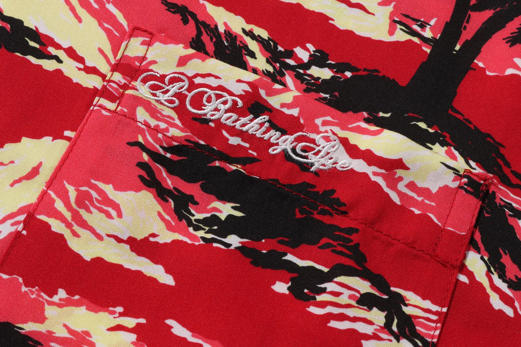 PALM TREE CAMO OPEN COLLAR POCKET SS SHIRT | bape.com 