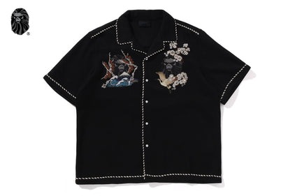 BAPE BLACK PEARL EMB CAMP SHIRT