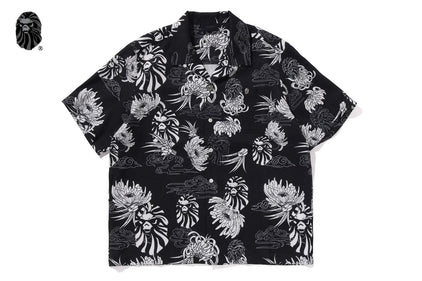 BAPE BLACK HAWAIIAN CAMP SHIRT #1