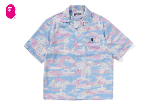PALM TREE CAMO OPEN COLLAR SHIRT