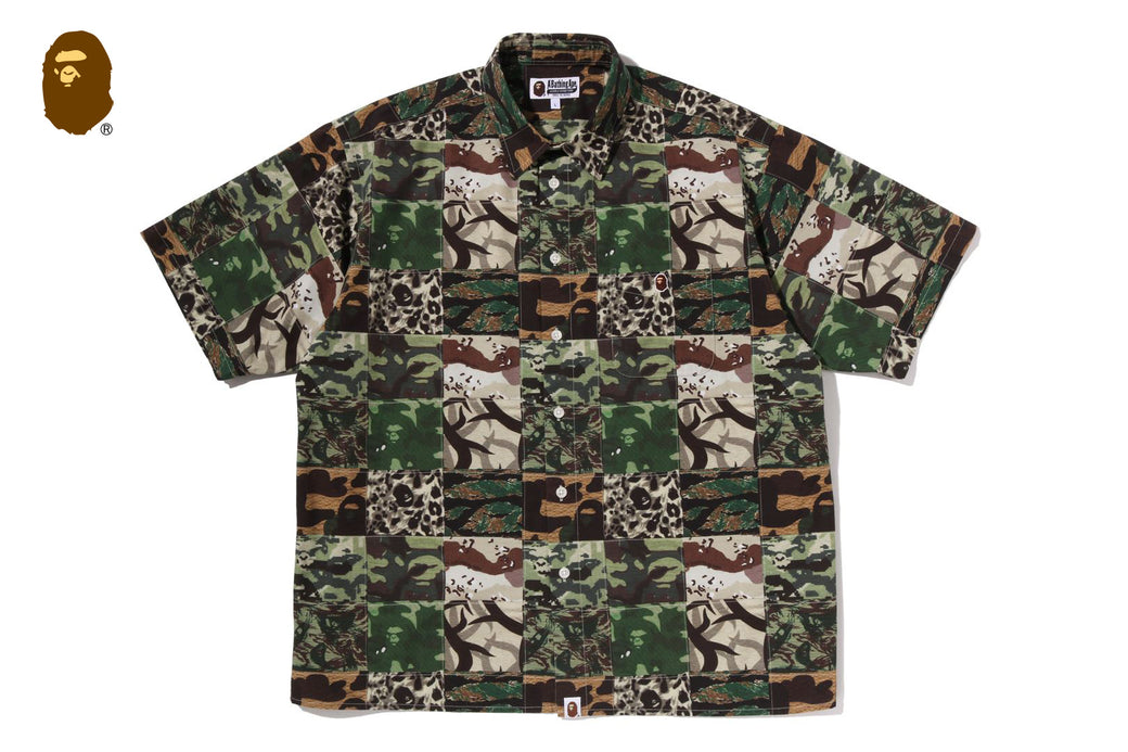 APE HEAD ONE POINT CAMO PATCHWORK SS SHIRT | bape.com