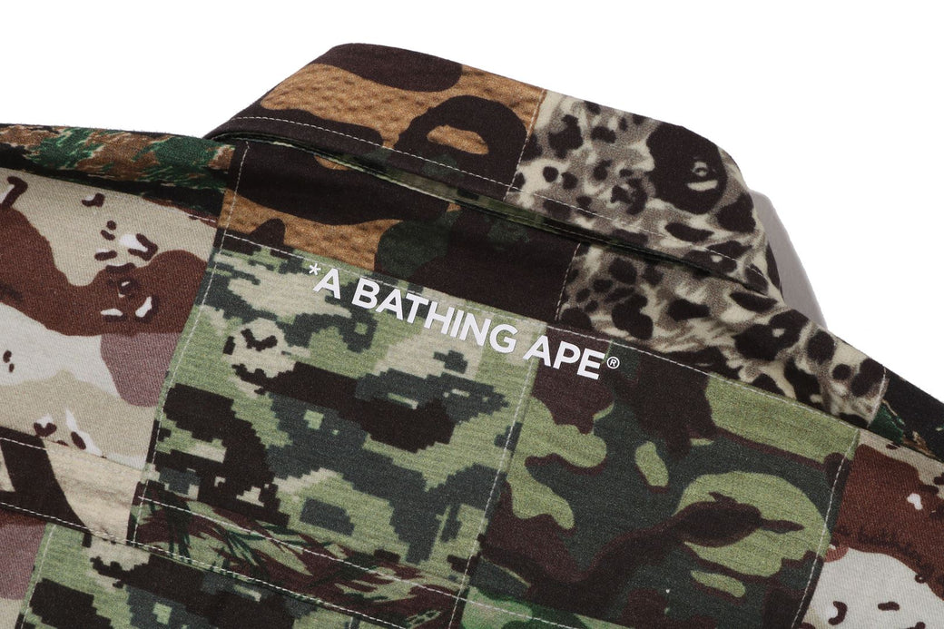 APE HEAD ONE POINT CAMO PATCHWORK SS SHIRT | bape.com