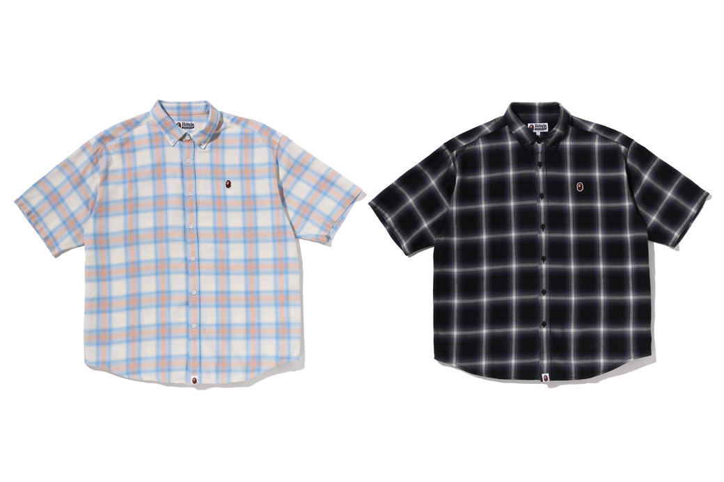 ONE POINT OMBRE CHECK LIGHT FLANNEL SS SHIRT | bape.com