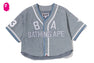 MULTI LOGO DENIM CROPPED BASEBALL SHIRT