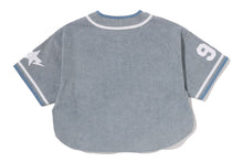 MULTI LOGO DENIM CROPPED BASEBALL SHIRT
