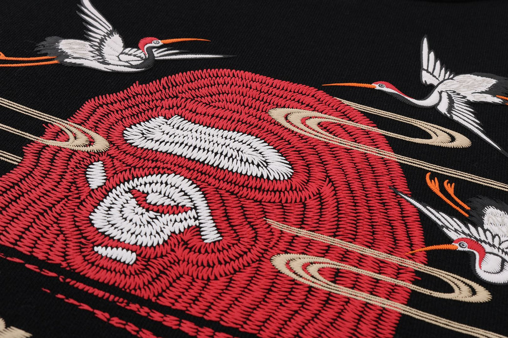 EMBROIDERY STYLE JAPANESE CRANE CREWNECK | bape.com