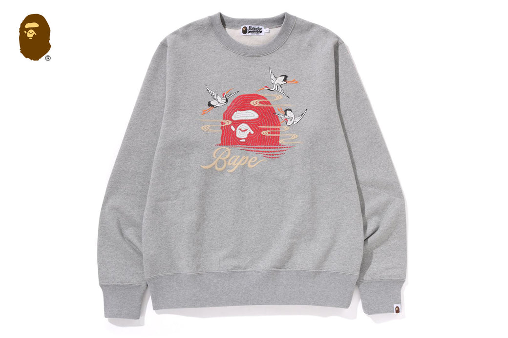 EMBROIDERY STYLE JAPANESE CRANE CREWNECK | bape.com
