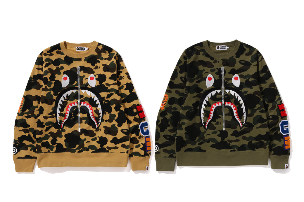 1ST CAMO SHARK CREWNECK | bape.com