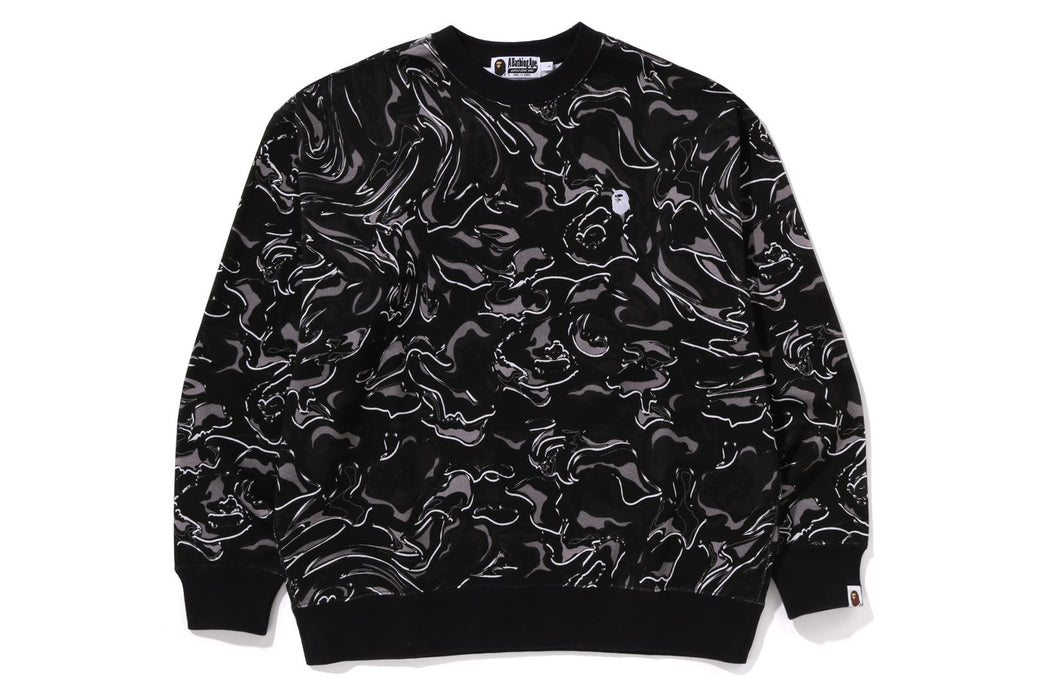 MARBLING CAMO LOGO RELAXED FIT CREWNECK SWEATSHIRT | bape.com