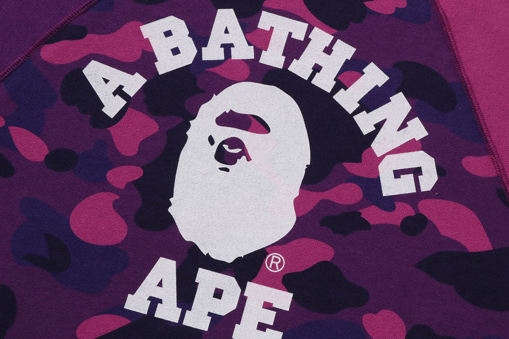 COLOR CAMO COLLEGE CREWNECK SWEATSHIRT bape