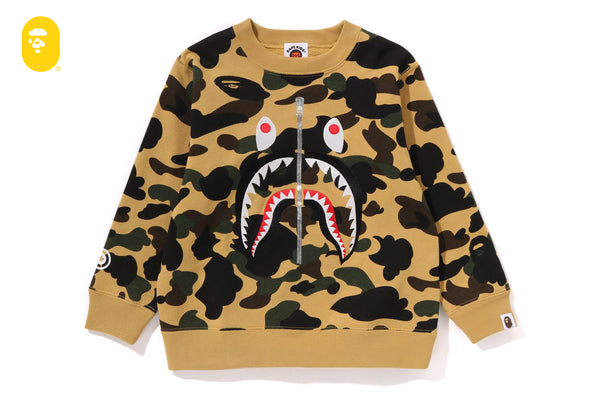 1ST CAMO SHARK CREWNECK SWEATSHIRT | bape.com