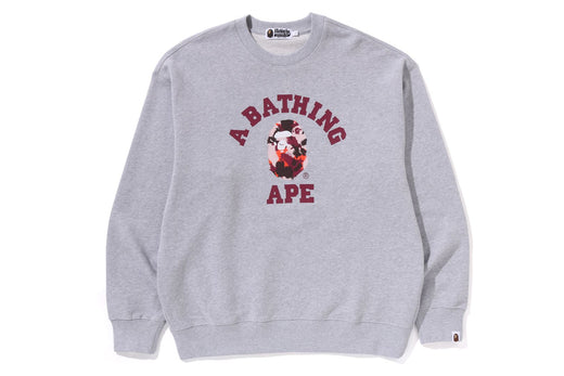 MAP CAMO COLLEGE RELAX FIT CREWNECK SWEATSHIRT | bape.com