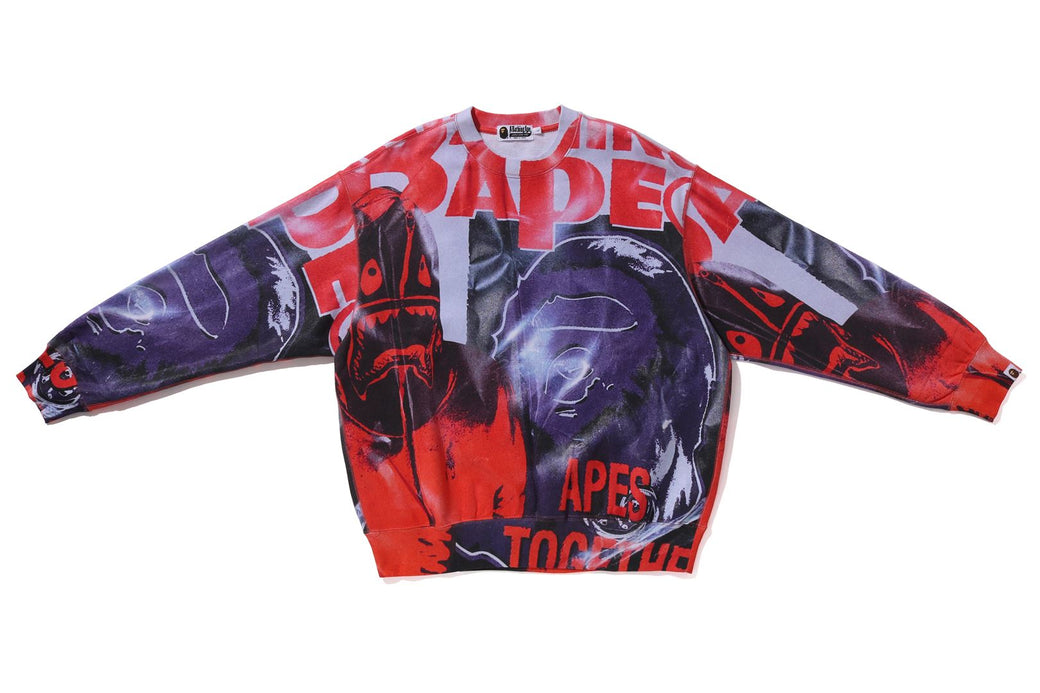 OVERPRINT RELAX FIT CREWNECK SWEATSHIRT | bape.com