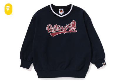 BASEBALL LOGO RELAXED FIT V-NECK SWEATSHIRT