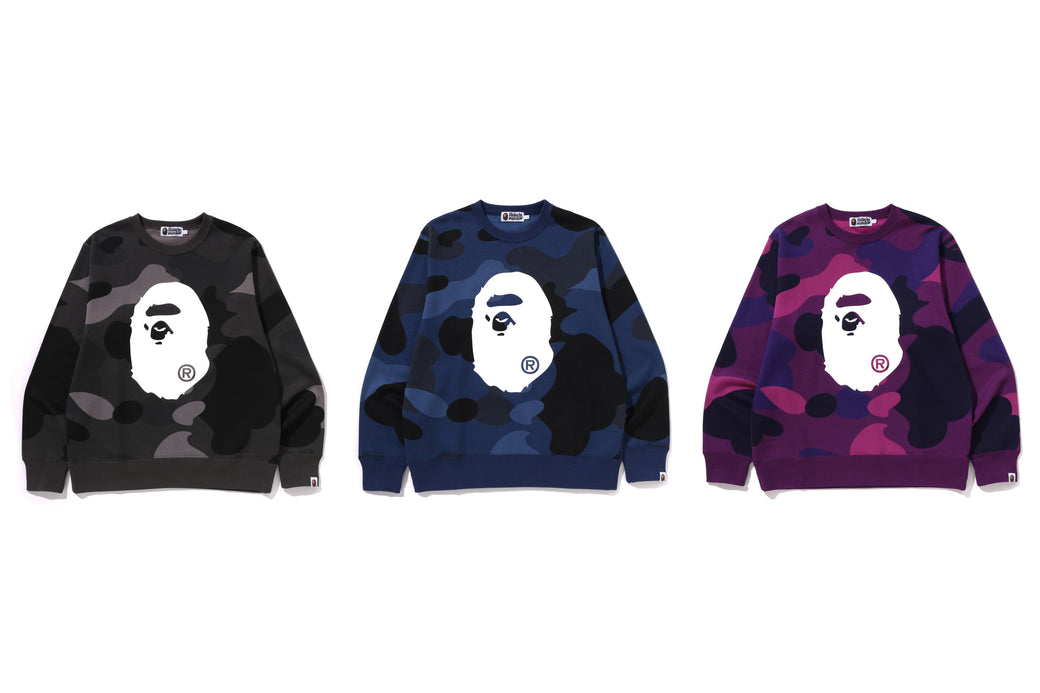 MEGA COLOR CAMO BIG APE HEAD CREWNECK SWEATSHIRT | bape.com