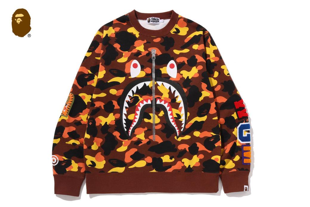 1ST CAMO SHARK CREWNECK SWEATSHIRT | bape.com