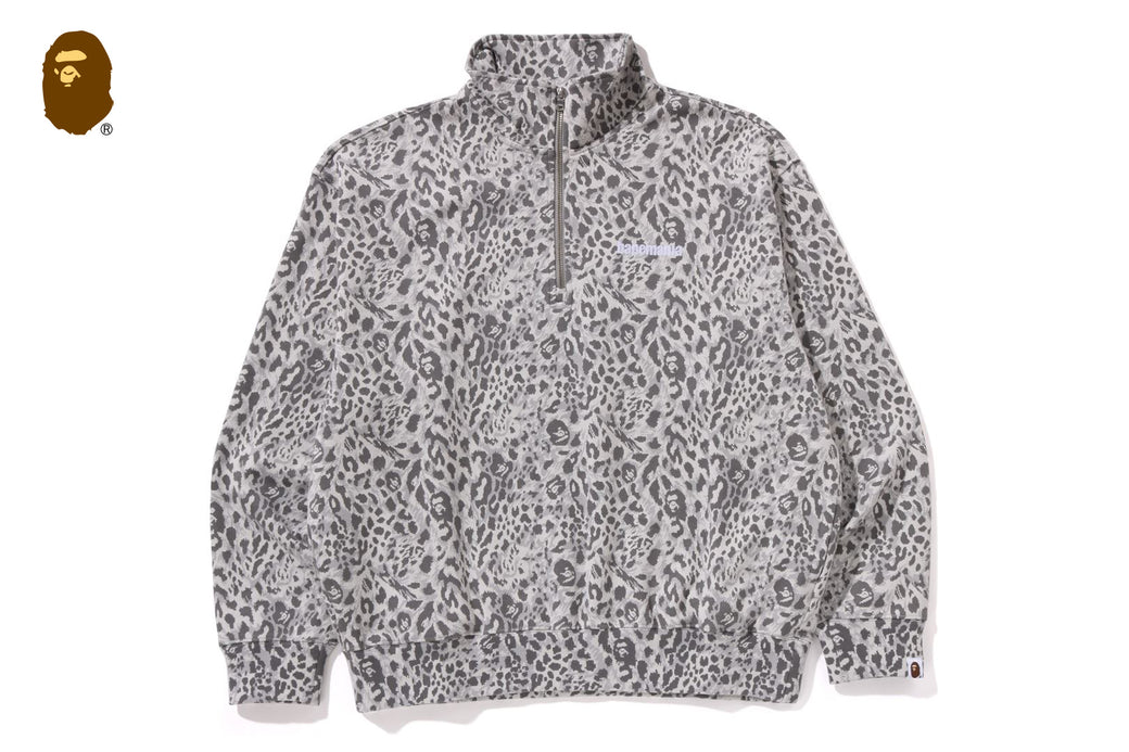 WILD LEOPARD PATTERN RELAXED FIT HALF ZIP SWEATSHIRT | bape.com