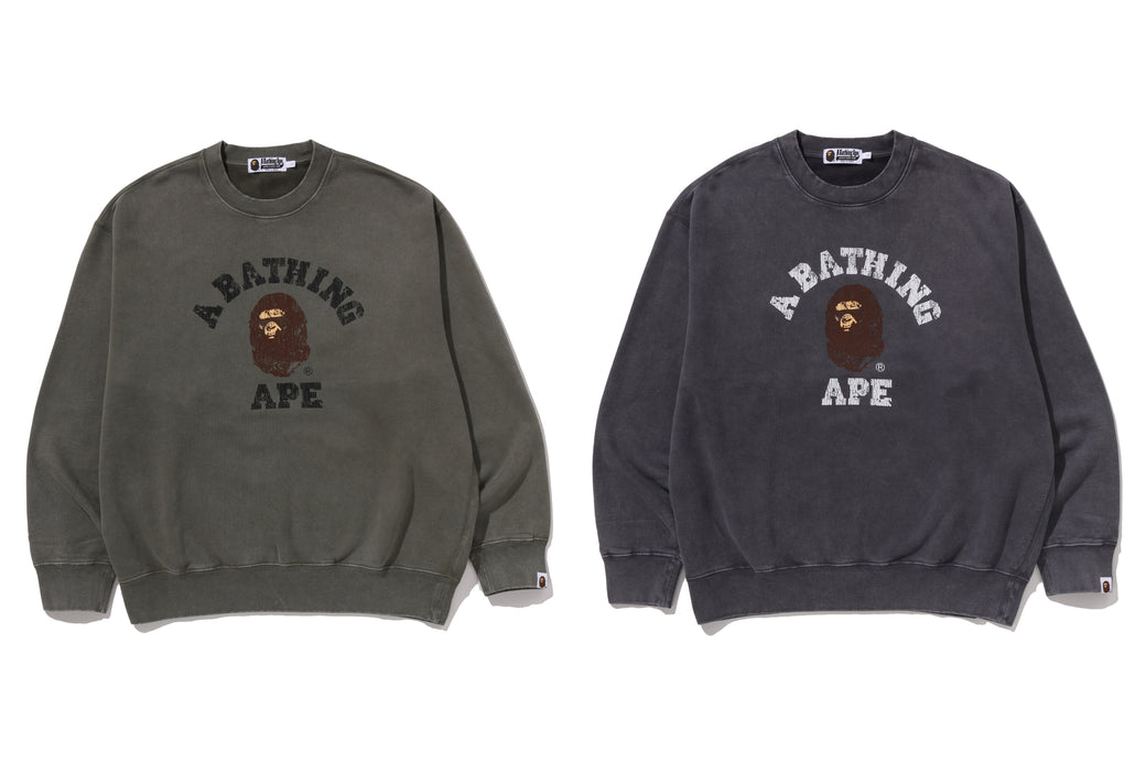 GARMENT DYE COLLEGE RELAXED FIT CREWNECK SWEATSHIRT | bape.com