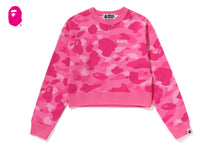 COLOR CAMO CROPPED CREWNECK SWEATSHIRT