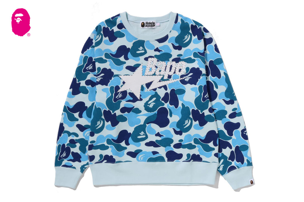 ABC CAMO RHINESTONE BAPE STA CREWNECK SWEATSHIRT | bape.com