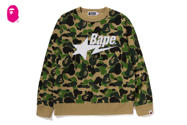 ABC CAMO RHINESTONE BAPE STA CREWNECK SWEATSHIRT | bape.com